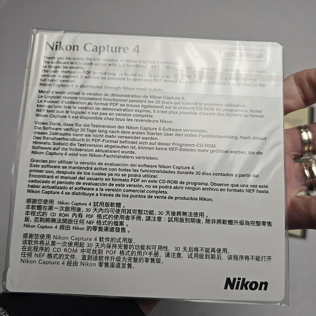 Nikon PictureProject Picture Project 1.0 CaptureCD-ROM Windows Mac NSA Software