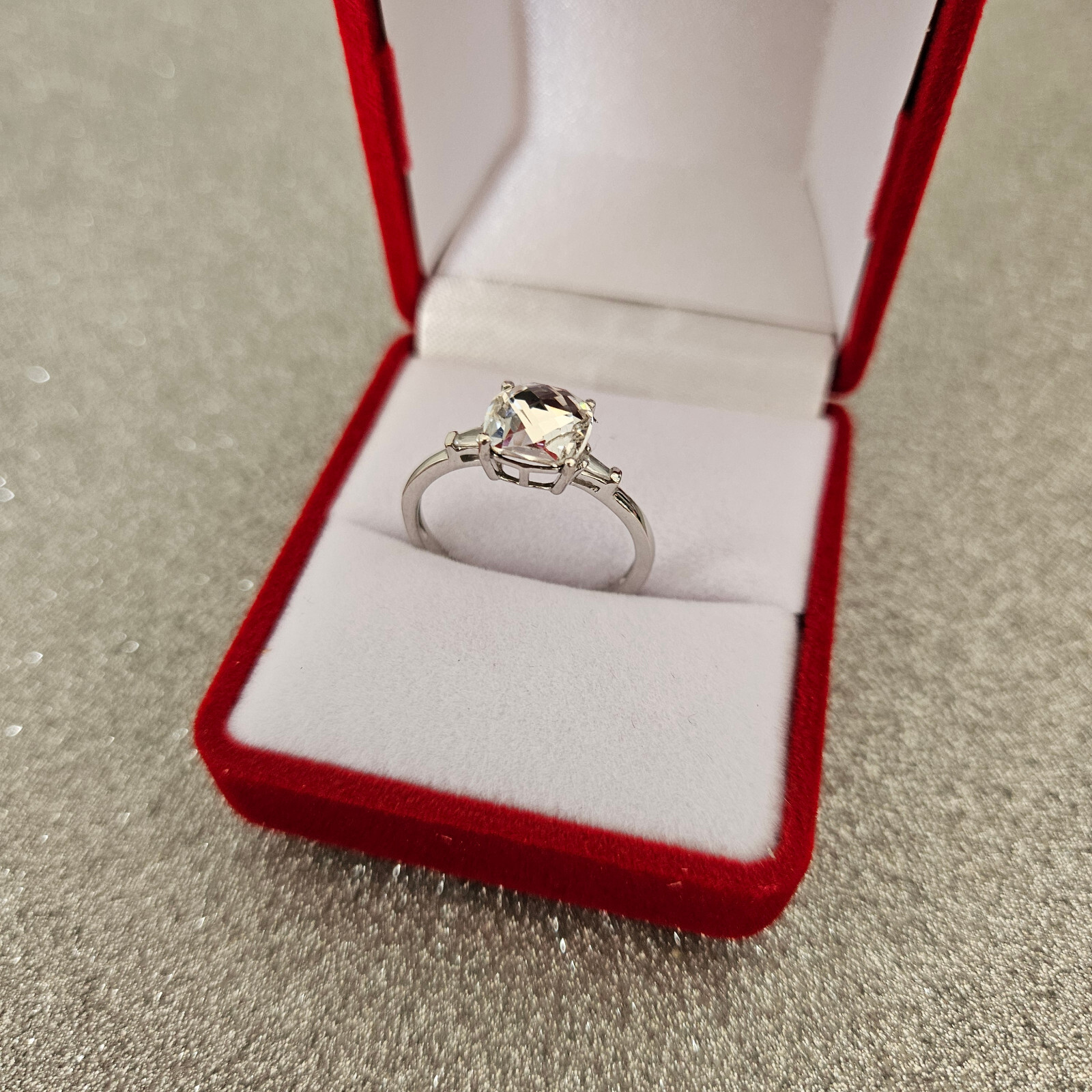 Austrian crystal ring in platinum over sterling Silver