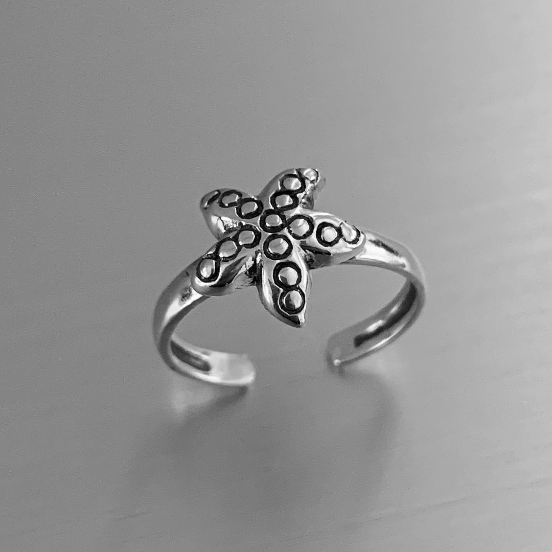 Sterling Silver Starfish Toe Ring, Silver Rings, Seashell Ring, Beach Ring