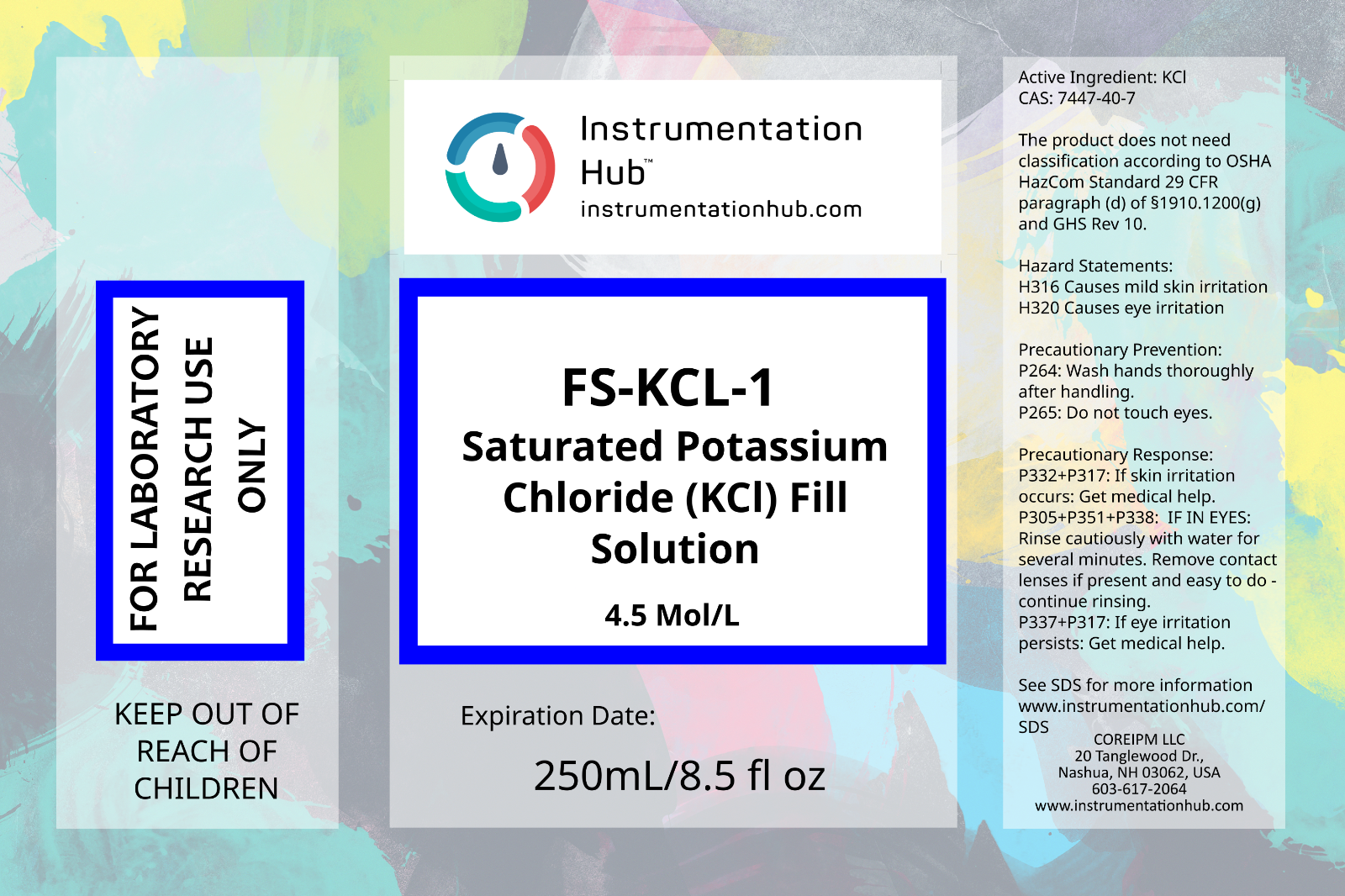 INSTRUMENTATIONHUB Saturated Potassium Chloride (KCl) Solution (8.5floz/250mL)