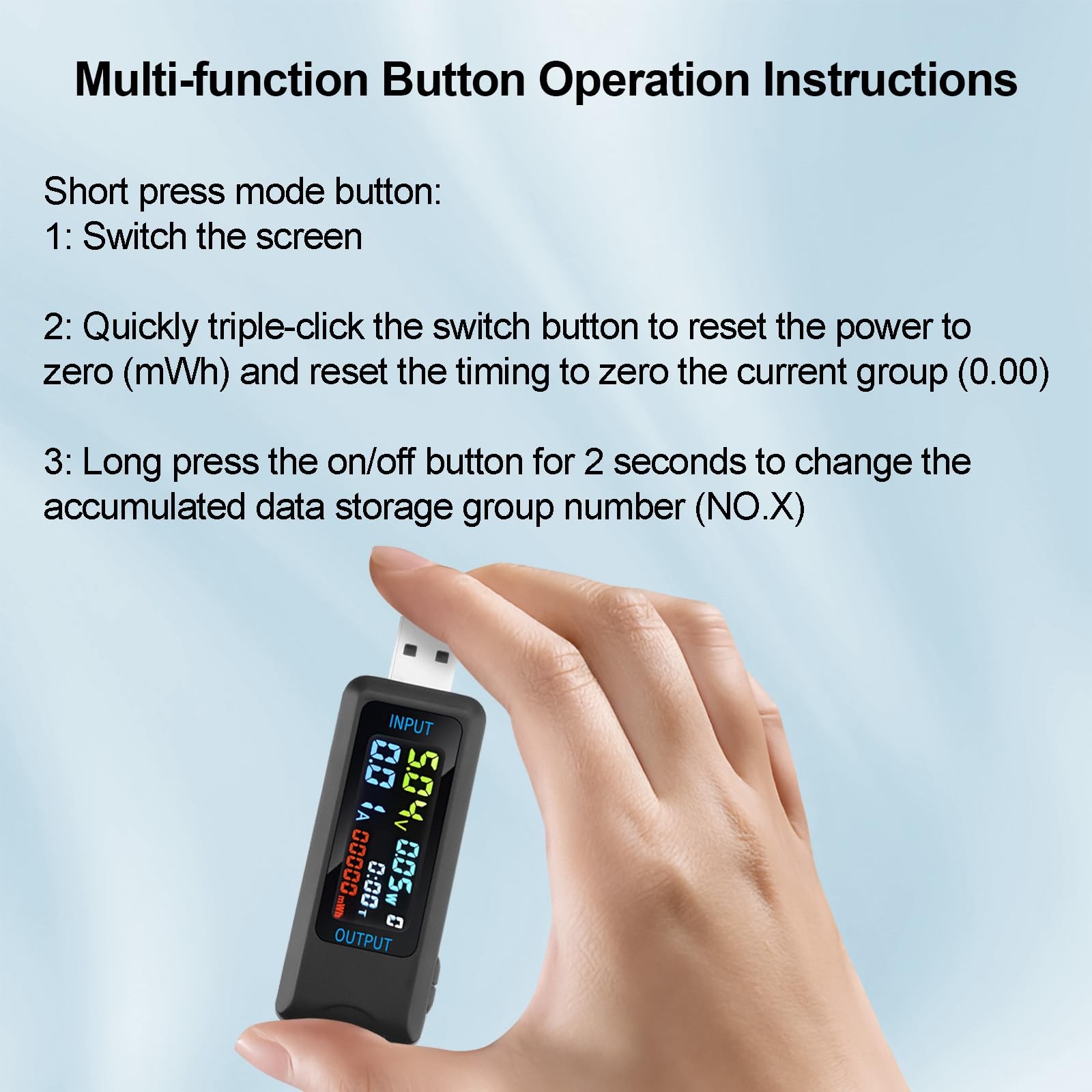 MultiFunctional Digital USB Tester DC 4.536V 08A Power Capacity Meter