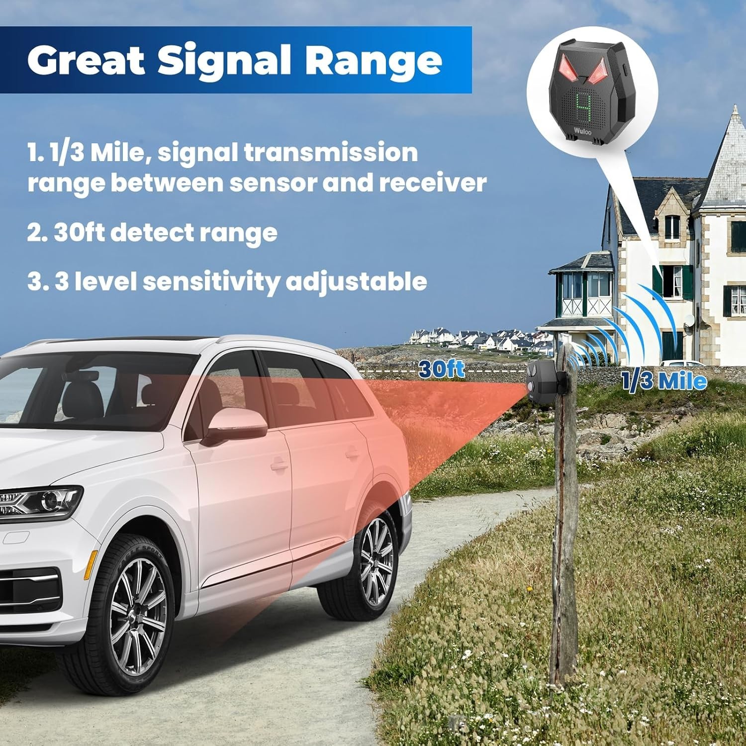Upgraded Solar Driveway Alert System - Wireless, Indoor/Outdoor Motion Detector