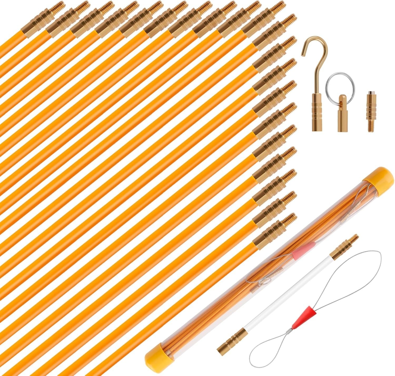 22ft Fiberglass Electrical Wire Fish Tape Kit Cable Puller for Wall Installation