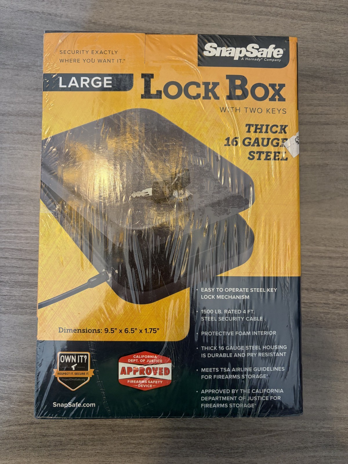 NEW SnapSafe Large Lock Box with 2 Keys [Thick 16 Gauge Steel]