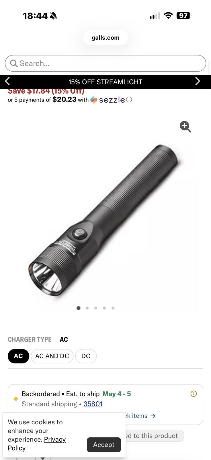 Zero nine FDE tan Streamlight LED flashlight case