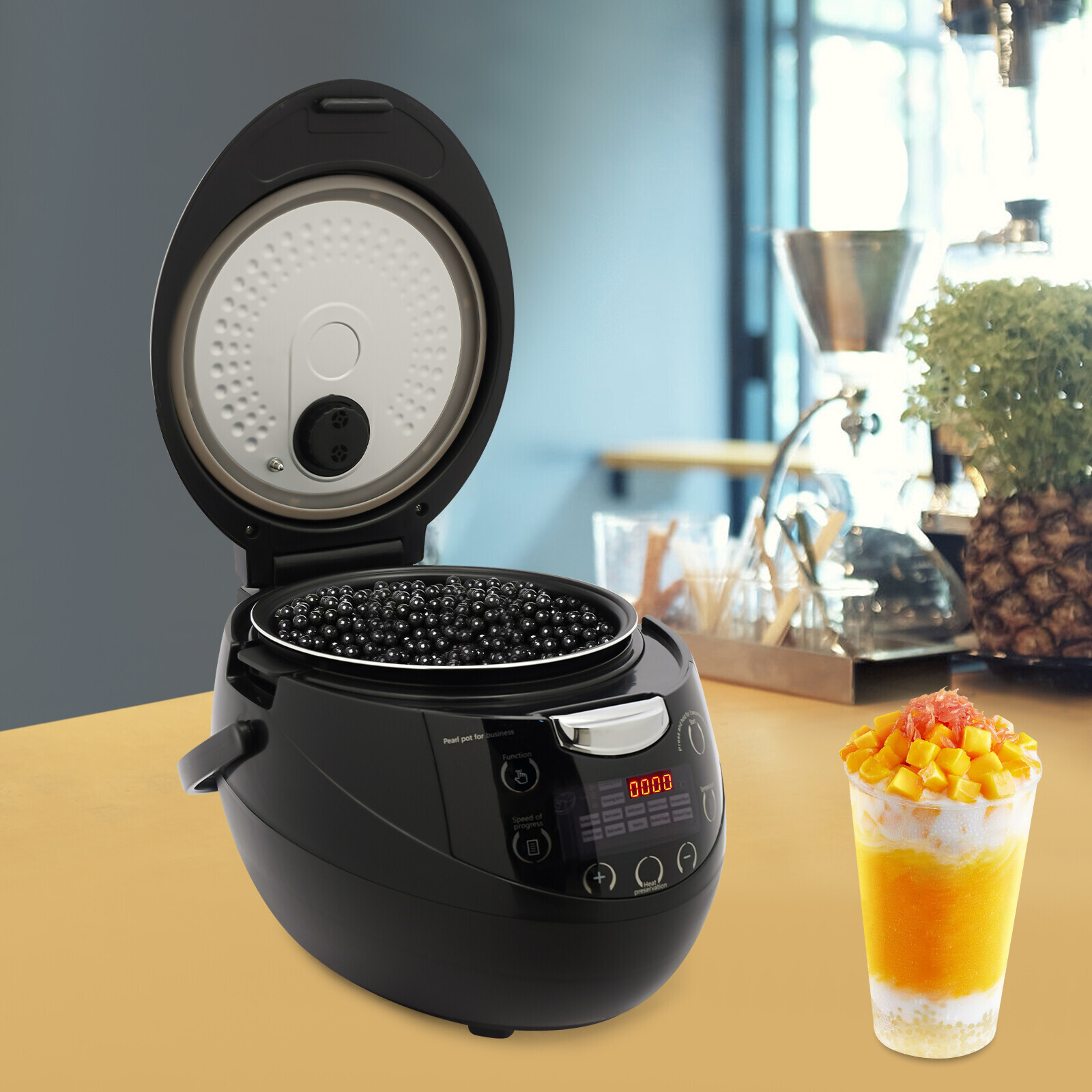 Modern Boba Pearl Making Machine for Milk Tea 6L Black Commercial Pearl Cooker