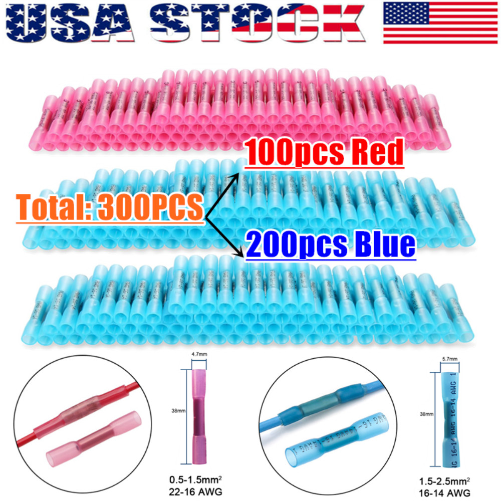 600Pcs Heat Shrink Butt Connectors Marine Grade Waterproof Crimp Wire Terminals