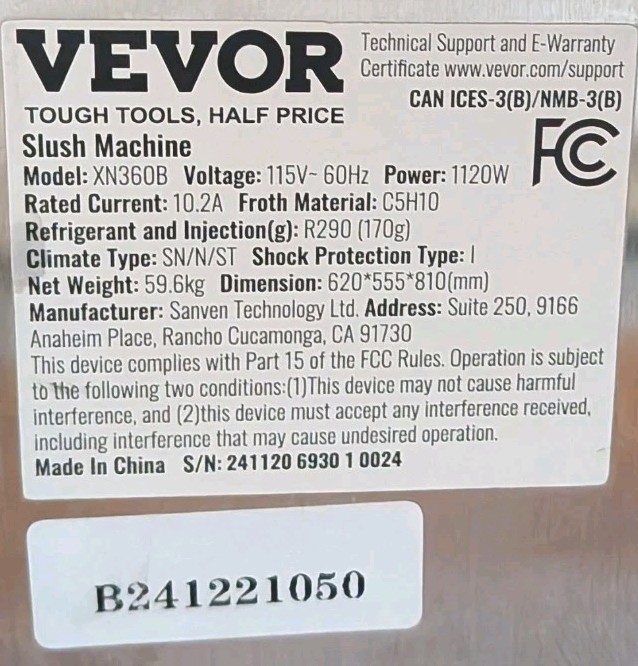 VEVOR Commercial Slush Machine Drip Tray Replacement Part Model XN360B Slushy.