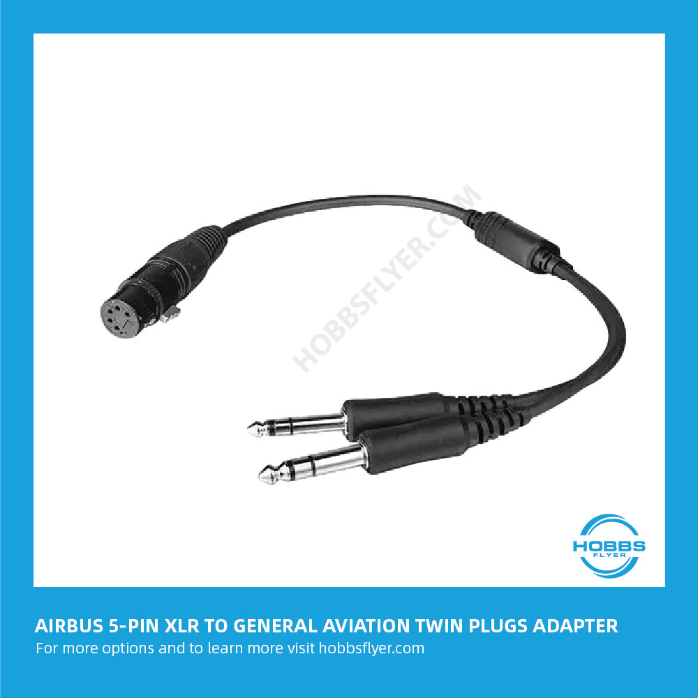 Airbus 5-Pin XLR Plug to Dual General Aviation (G/A) Twin Plugs Adapter