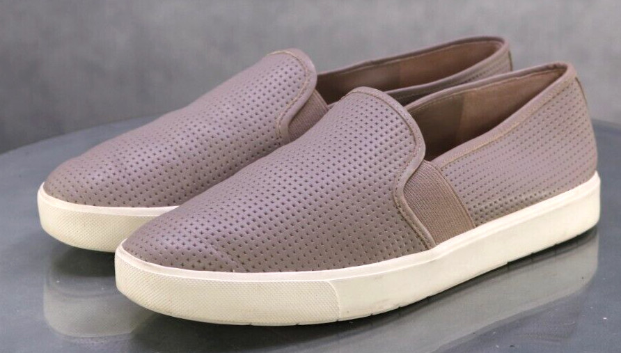 Vince Women's Slip Ons Loafers Shoes Size 9 Perforated Leather Taupe Tan