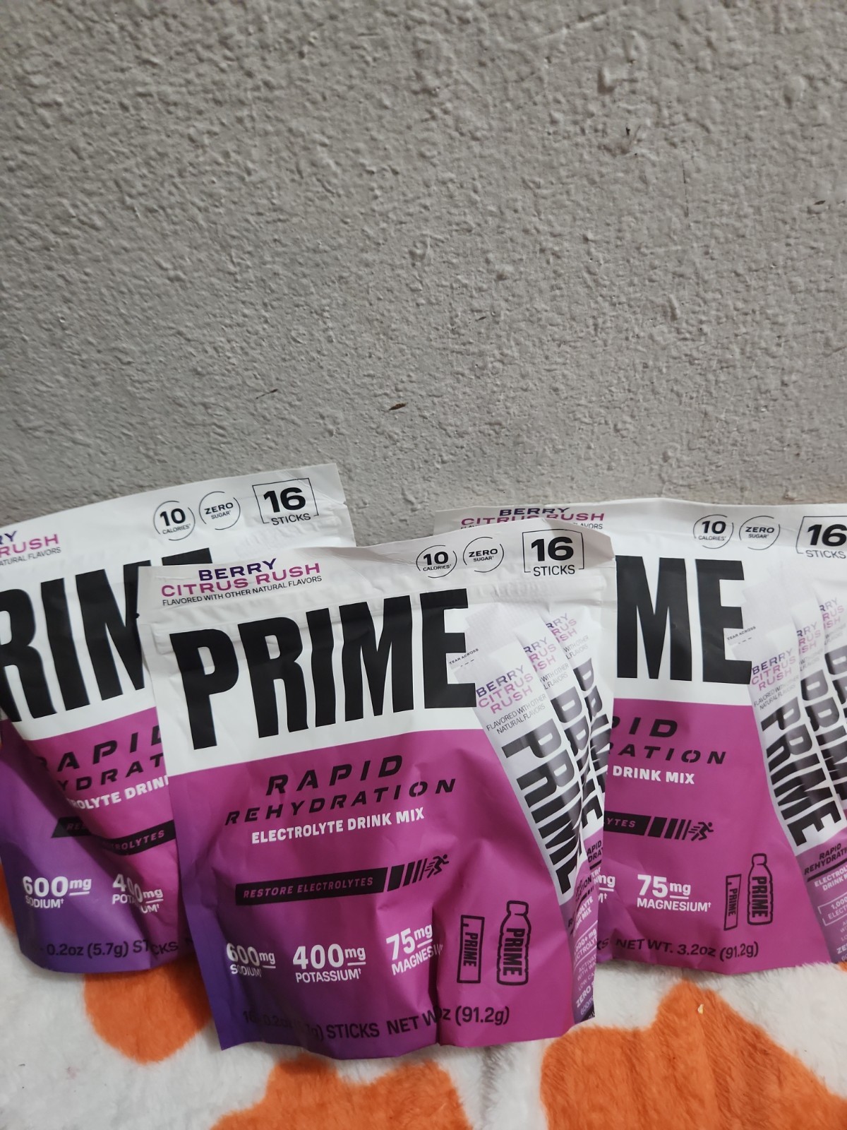 3 X PRIME Hydration Electrolite Drink Mix 48 Sticks Total Berry Citrus Rush