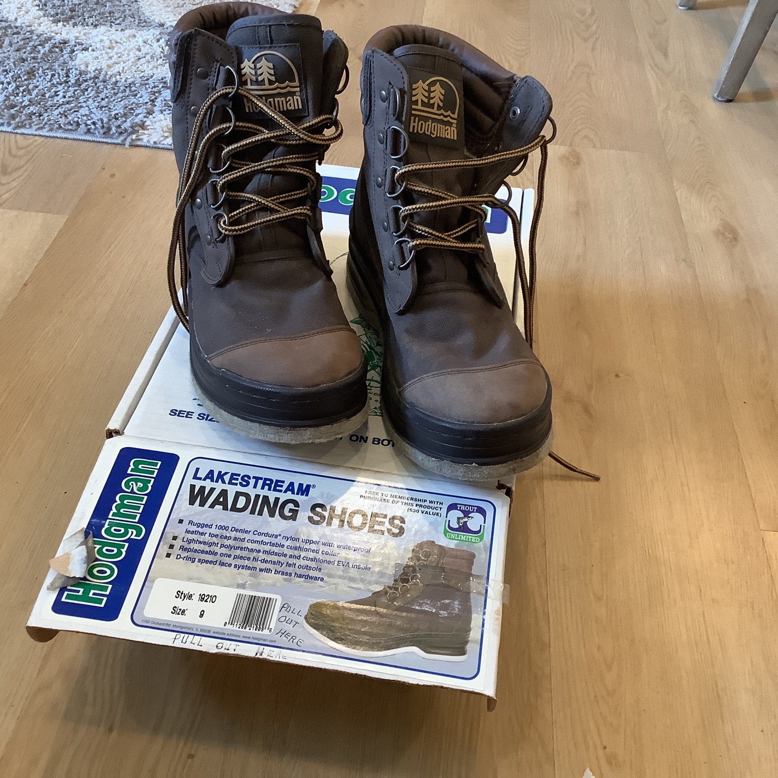 Hodgman Wading Boots Fishing Mens Size: 9 Lakestream  Brown Lace Up Ankle used