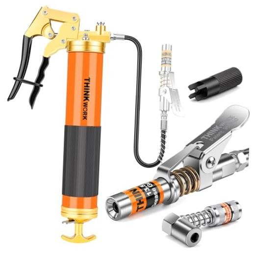 8000 PSI Professional Heavy Duty Grease Gun Kit for 14 Oz Tubes, Pistol Grip