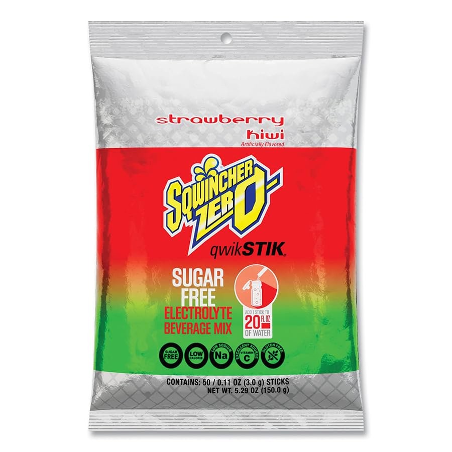 Sqwincher Bundle: (50) Strawberry Kiwi Zero Qwik Stiks (20oz Yield) & (50)...