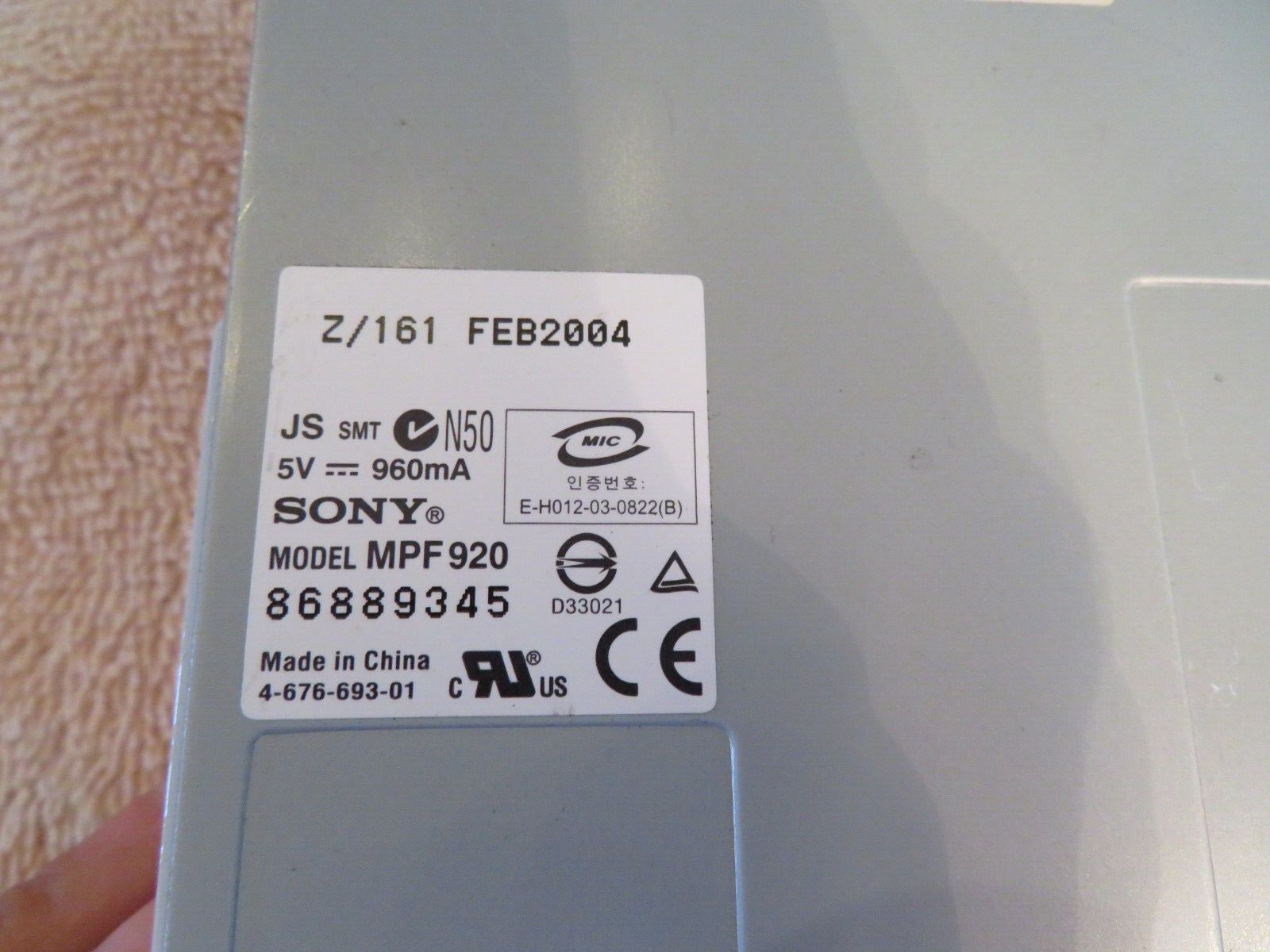 USED SONY MPF920 FLOPPY DISC DRIVE 960MA 5V-DC