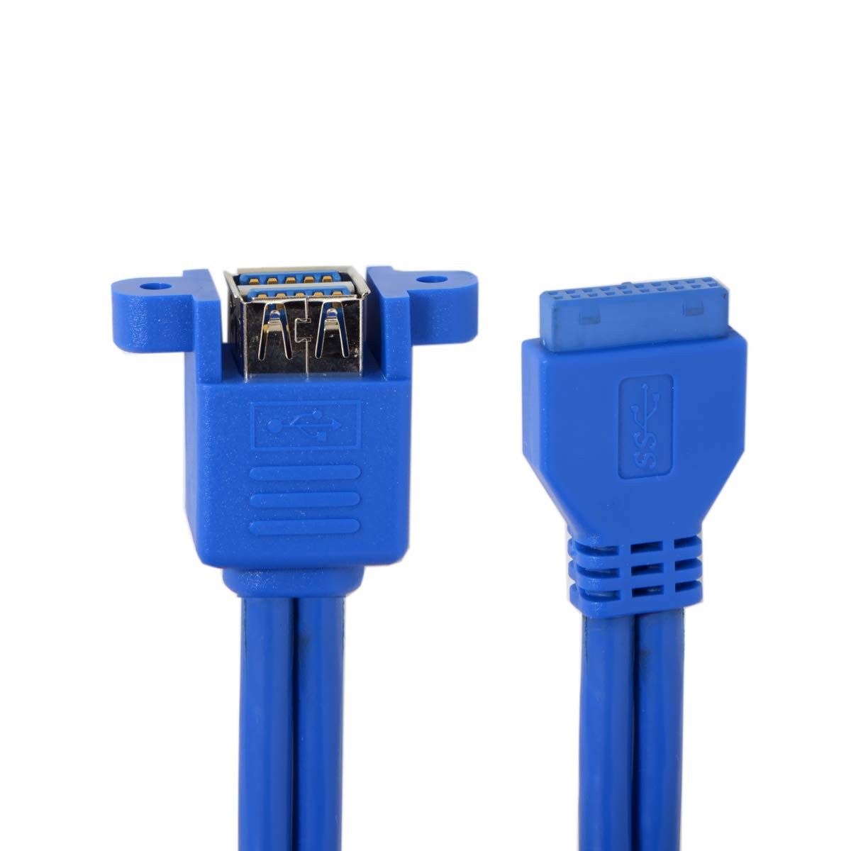Stackable USB 3.0 Female Panel Type to Motherboard 19Pin 20Pin Header Cable 5...