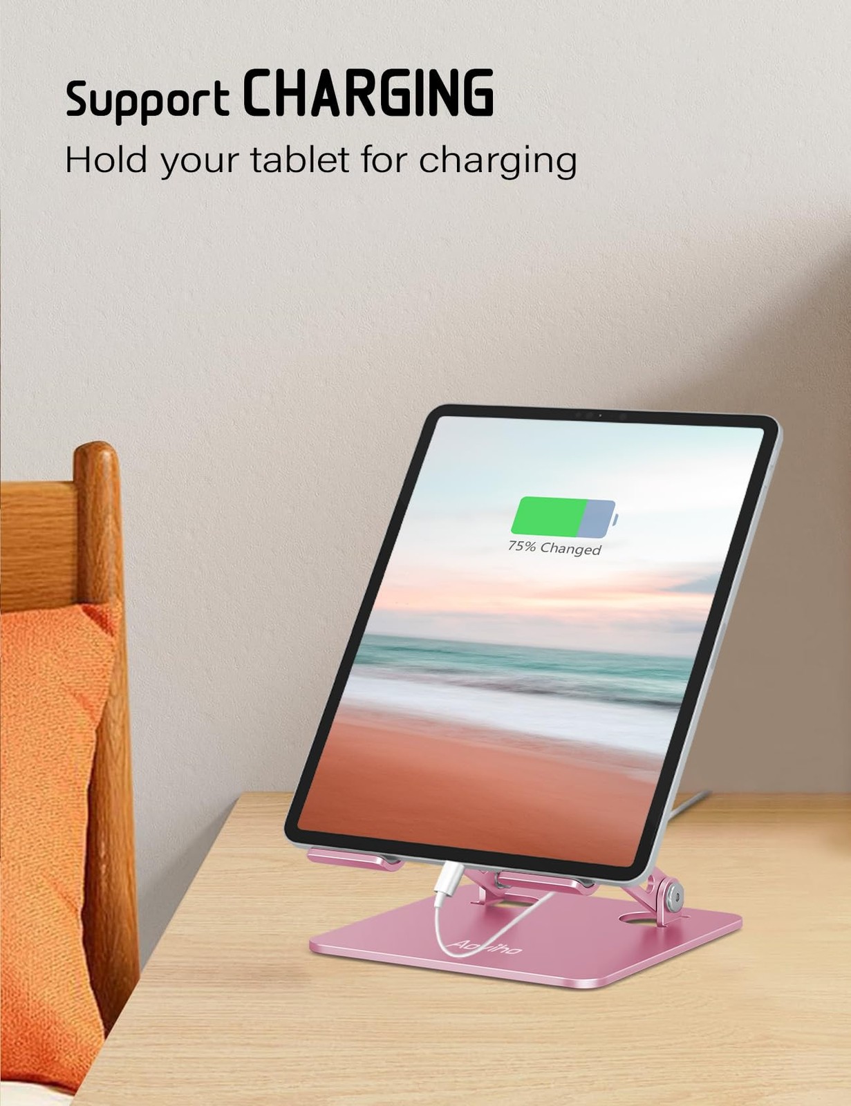 Tablet Stand Holder for Desk, Adjustable Desktop Tablet Holder, Foldable Alum...