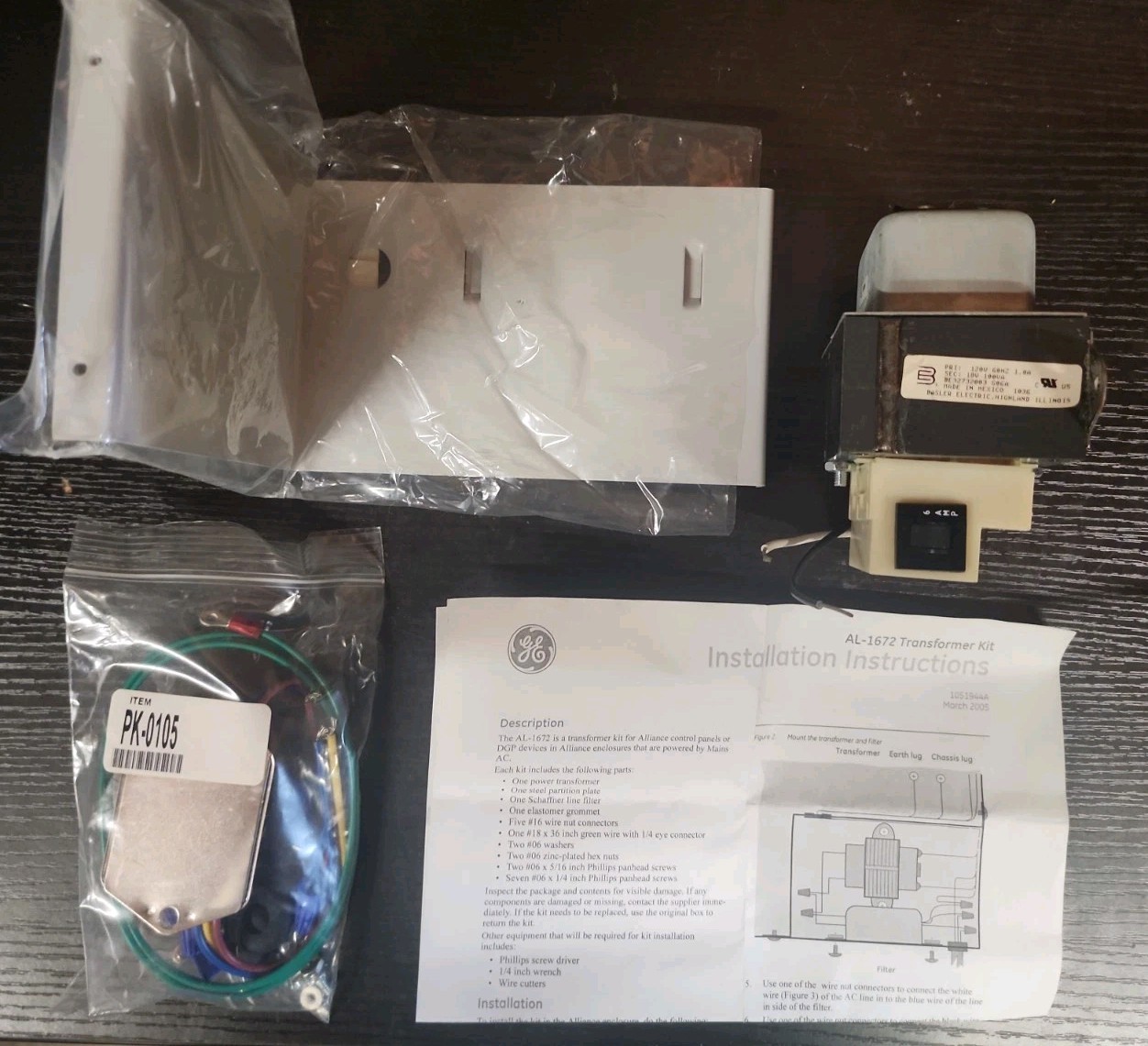 GE Alliance AL-1672 Transformer Kit w/ Basler BE32732003 120V 60HZ & Steel Plate