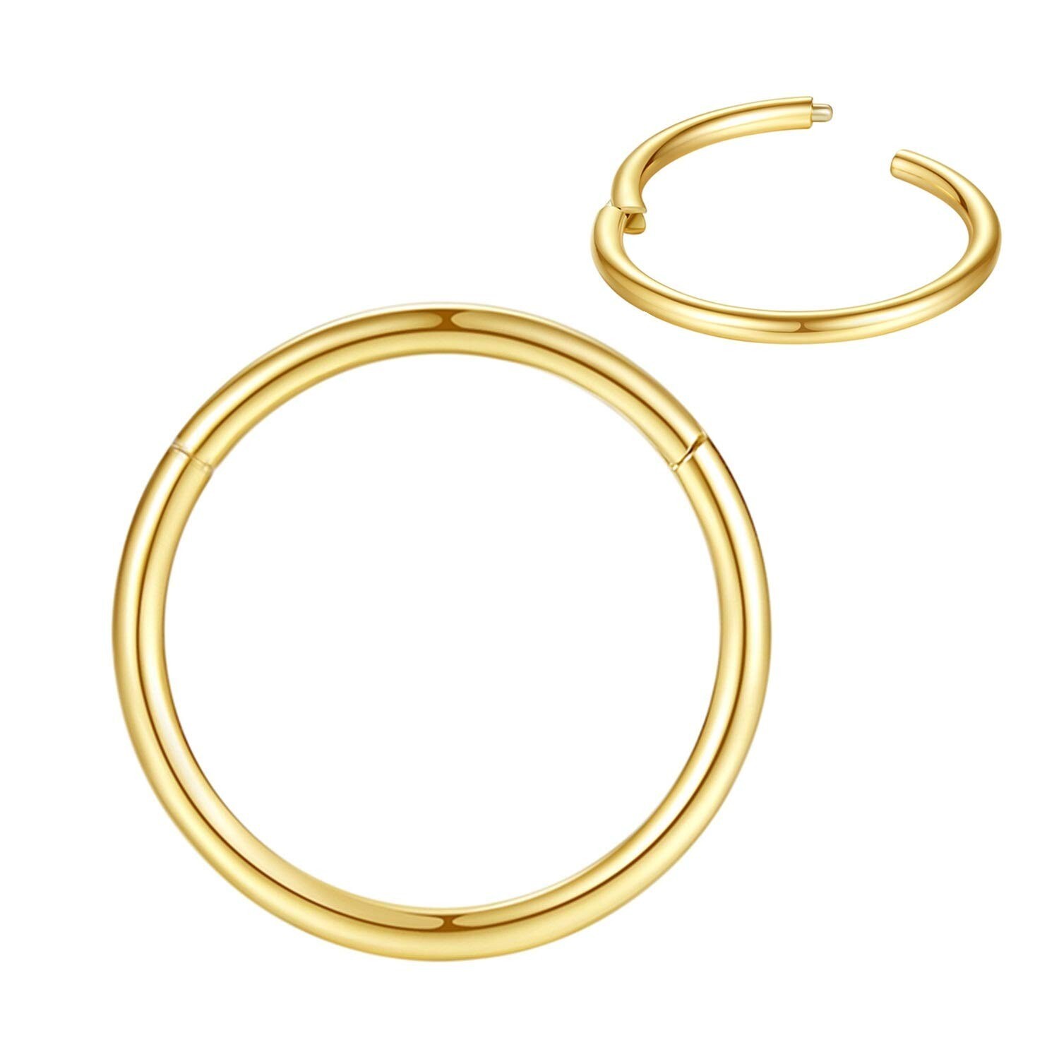 316L Surgical Steel Nose Rings Hoop Septum Clicker Hinged Segment Ring Lip Ea...