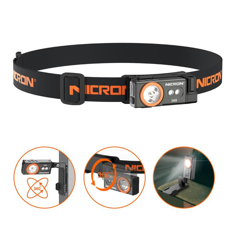 Tiktokshopnewyeardeals NICRON D10 Rechargeable LED Headlamp - 500 Lumens, RGB 5