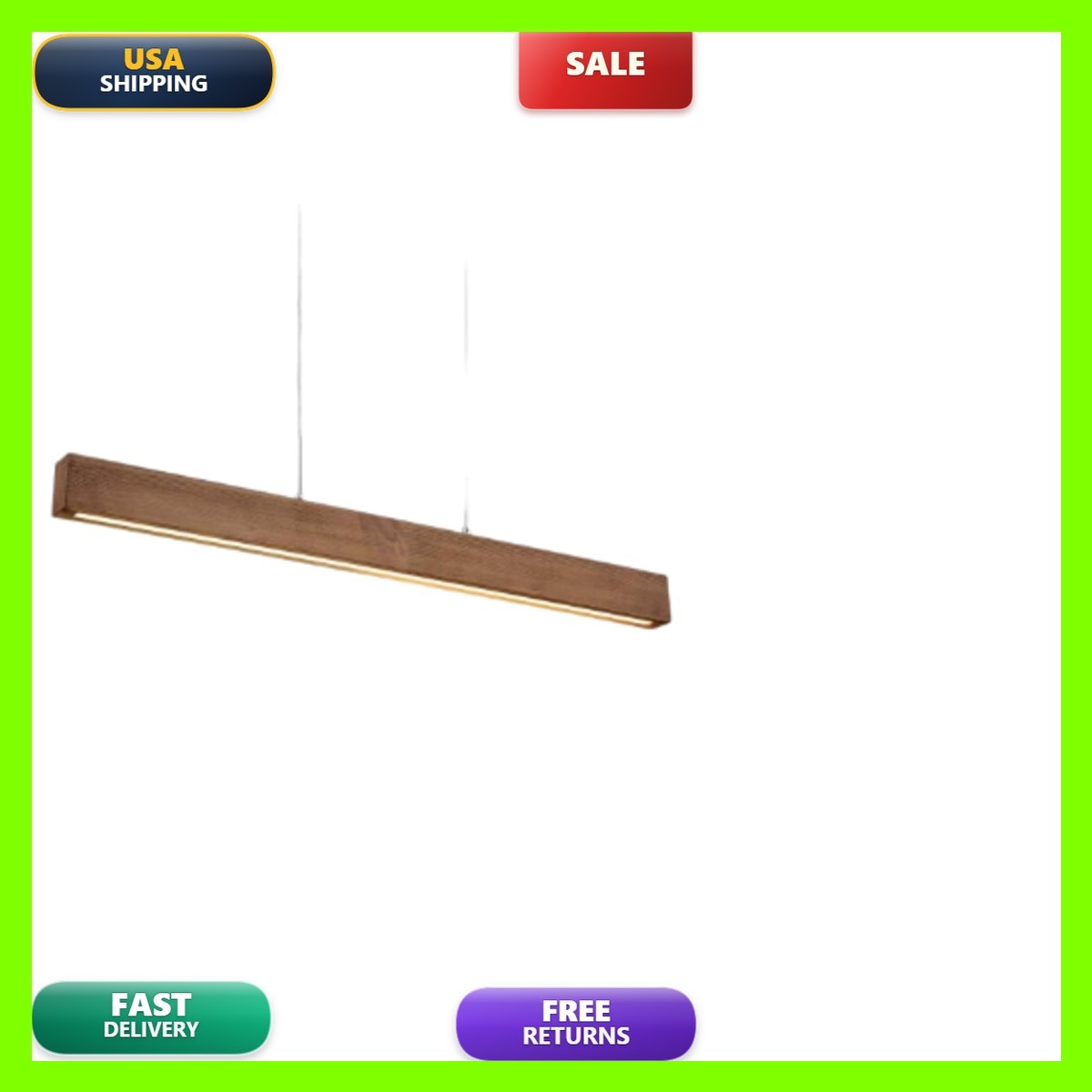 Edislive Angelo 20-Watt Integrated Led Linear Brown Wood Island Chandelier For