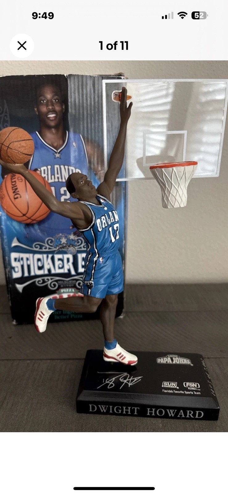DWIGHT HOWARD ORLANDO MAGIC STICKER SLAM DUNK 2007 BOBBLE DOBBLES Papa John’s