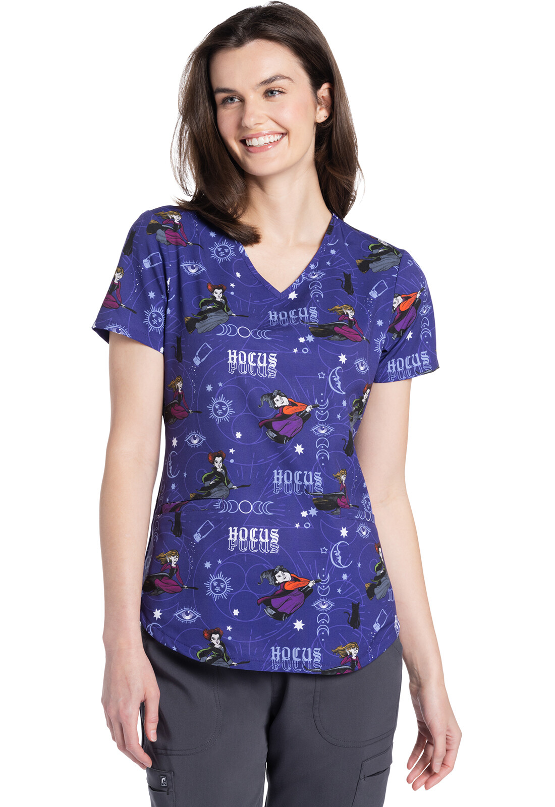 Hocus Pocus Cherokee Scrubs Tooniforms Disney V Neck Top TF737 HDOO