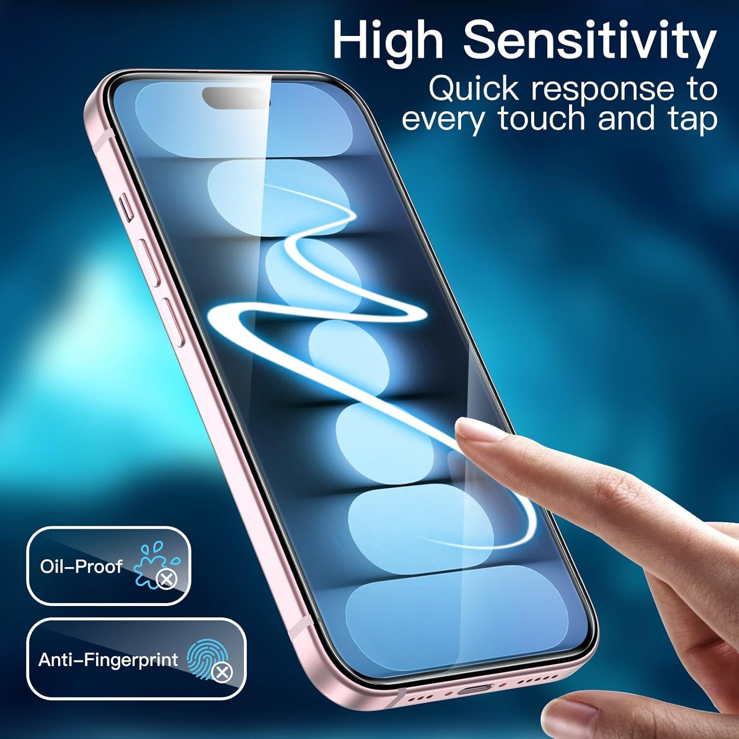 2pcs 9H Tempered Glass Screen Protector Guard for Apple iPhone 15 PLUS Front