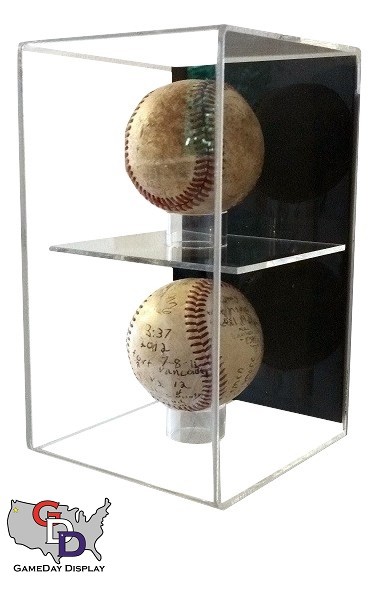 Wall Mount Double Baseball Display Case by GameDay Display UV Protecting USA