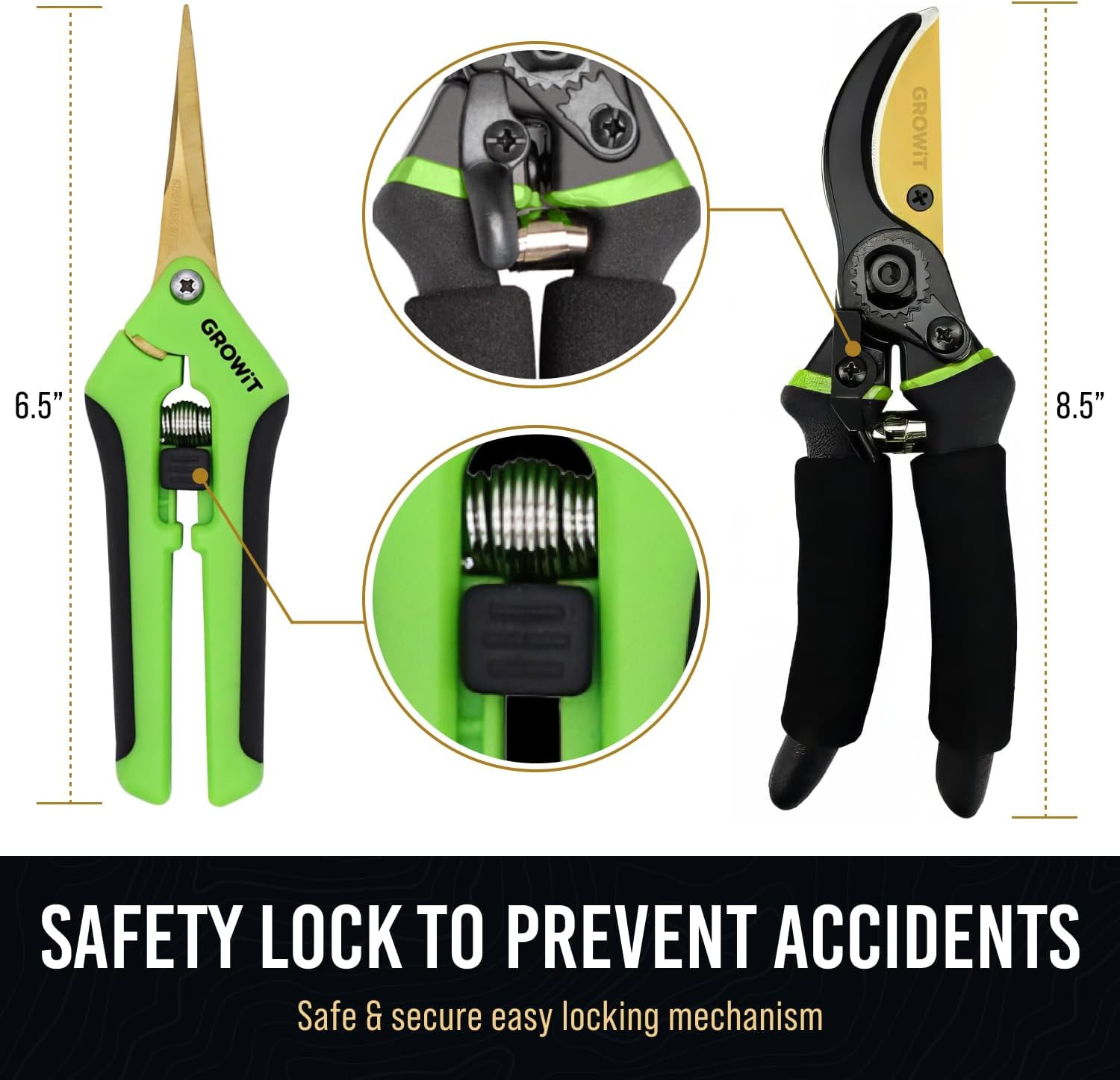 8.5" Professional Bypass Pruning Shears & Gardening Scissors Set - Super Sharp P