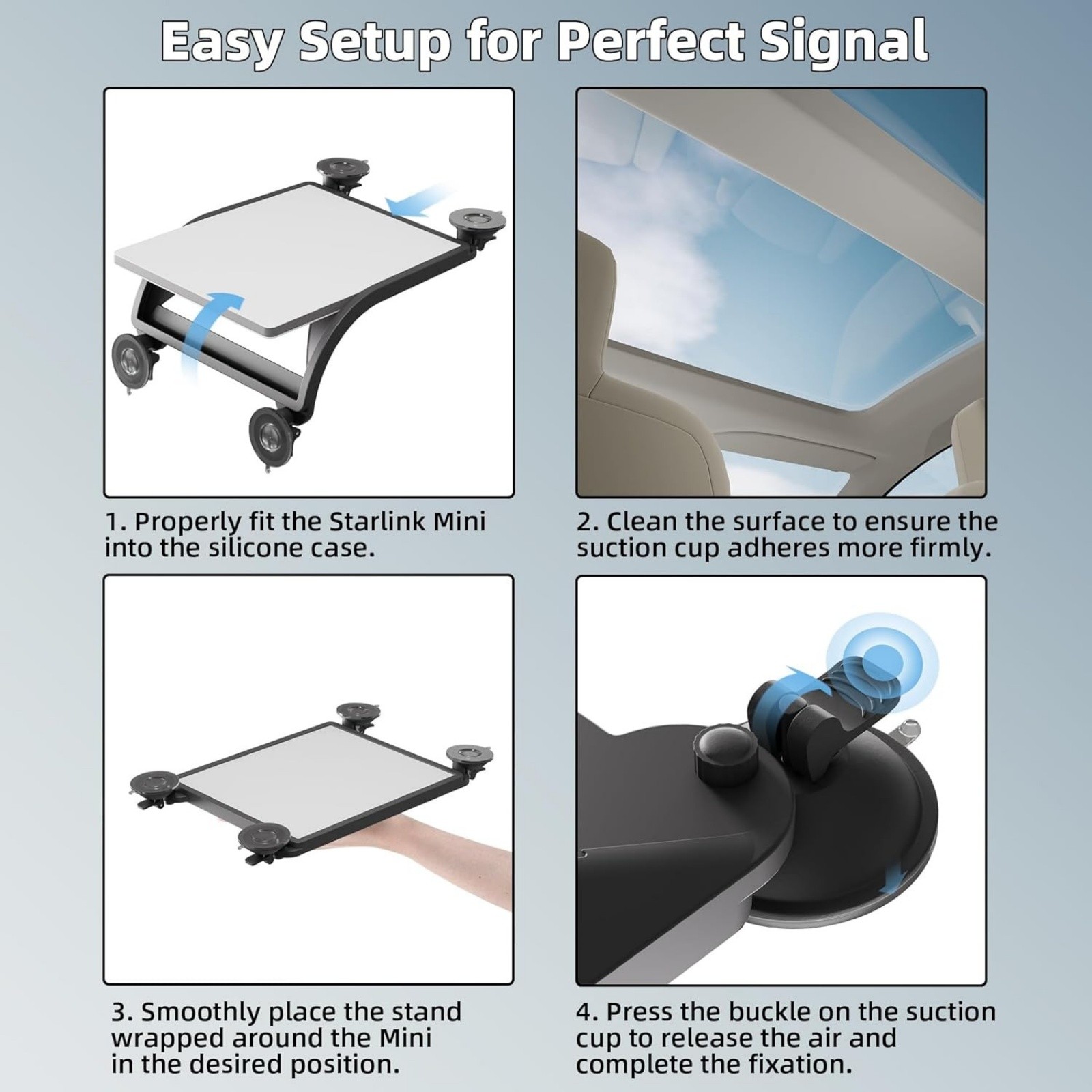 Starlink Mini Car Mount Silicone Suction Case for car windshields