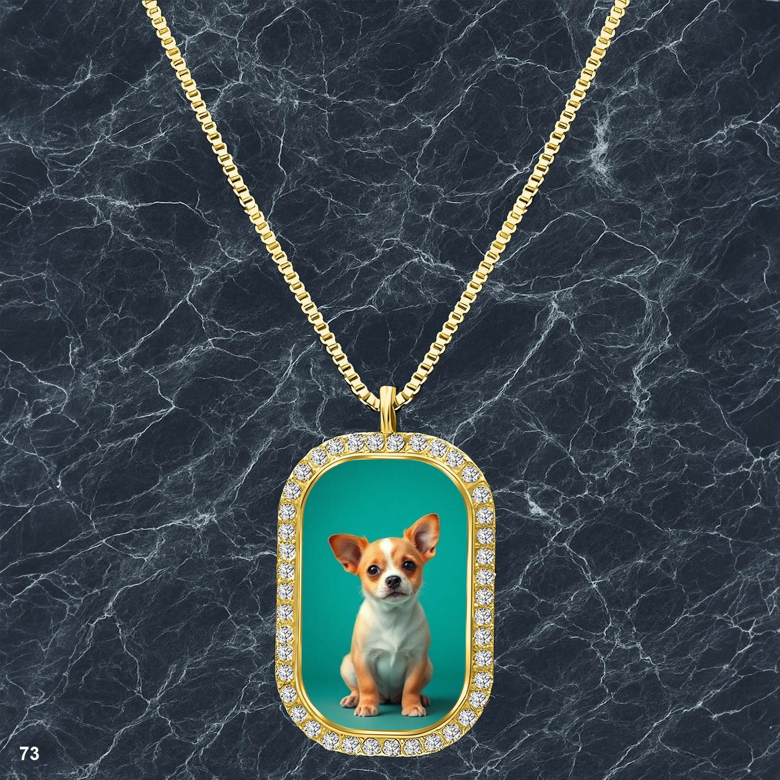 Stunning Cute Dog Puppy Pendant Necklace Photo Design Glamorous Gold Tone Nice