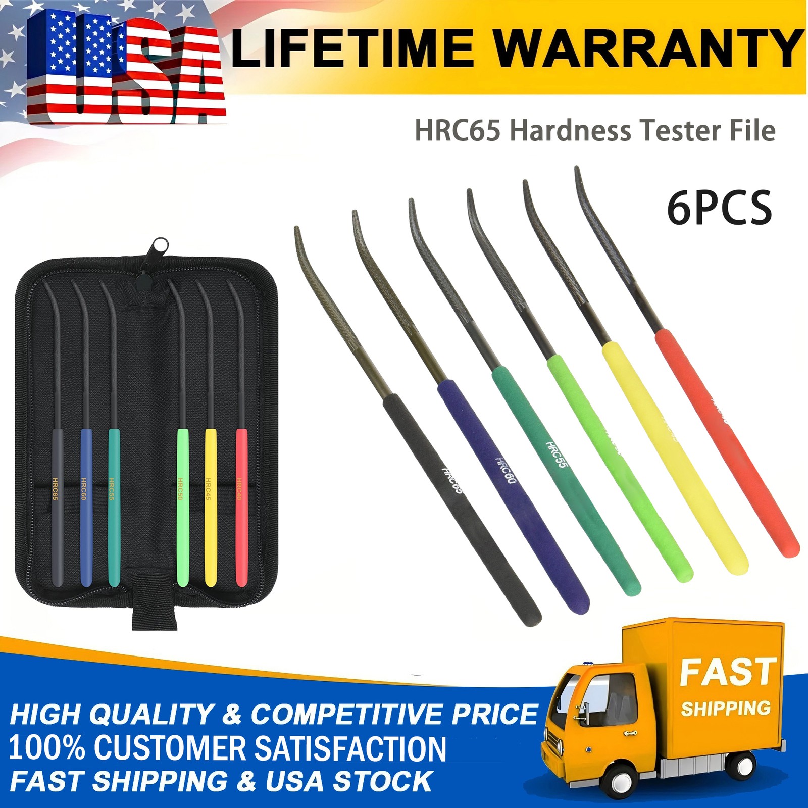 Hardness Tester Checker File 6pcs-set 7.1 inch HRC40-HRC65 of Metal Rigidity New