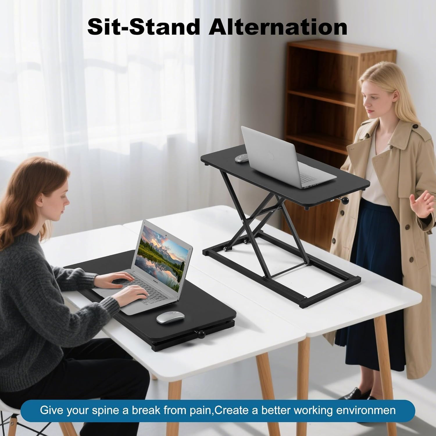 Height Adjustable Standing Desk Converter,Computer Keyboard Stand for Desktop,Ke