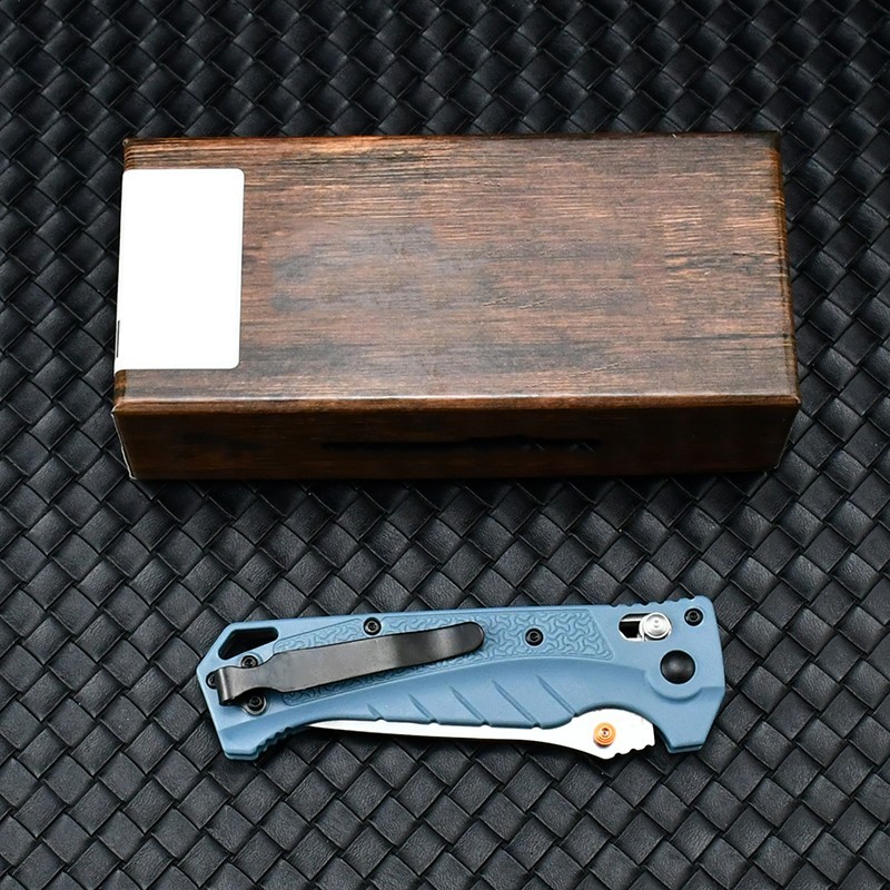 18060 CPM-MagnaCut Stonewashed Drop Point Blade, Depth Blue Grivory Handle