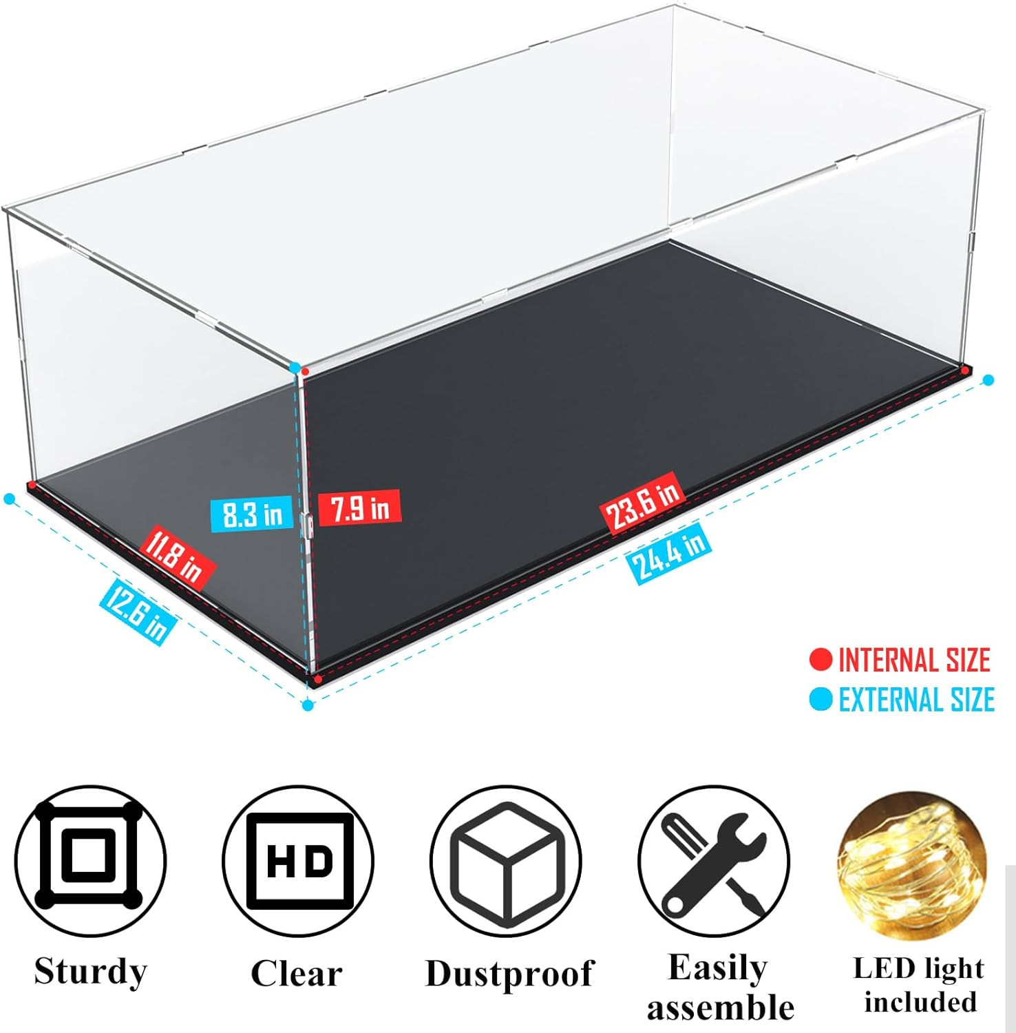 Acrylic Display Case for 1/8 Scale Model Car Large Lego Display Case