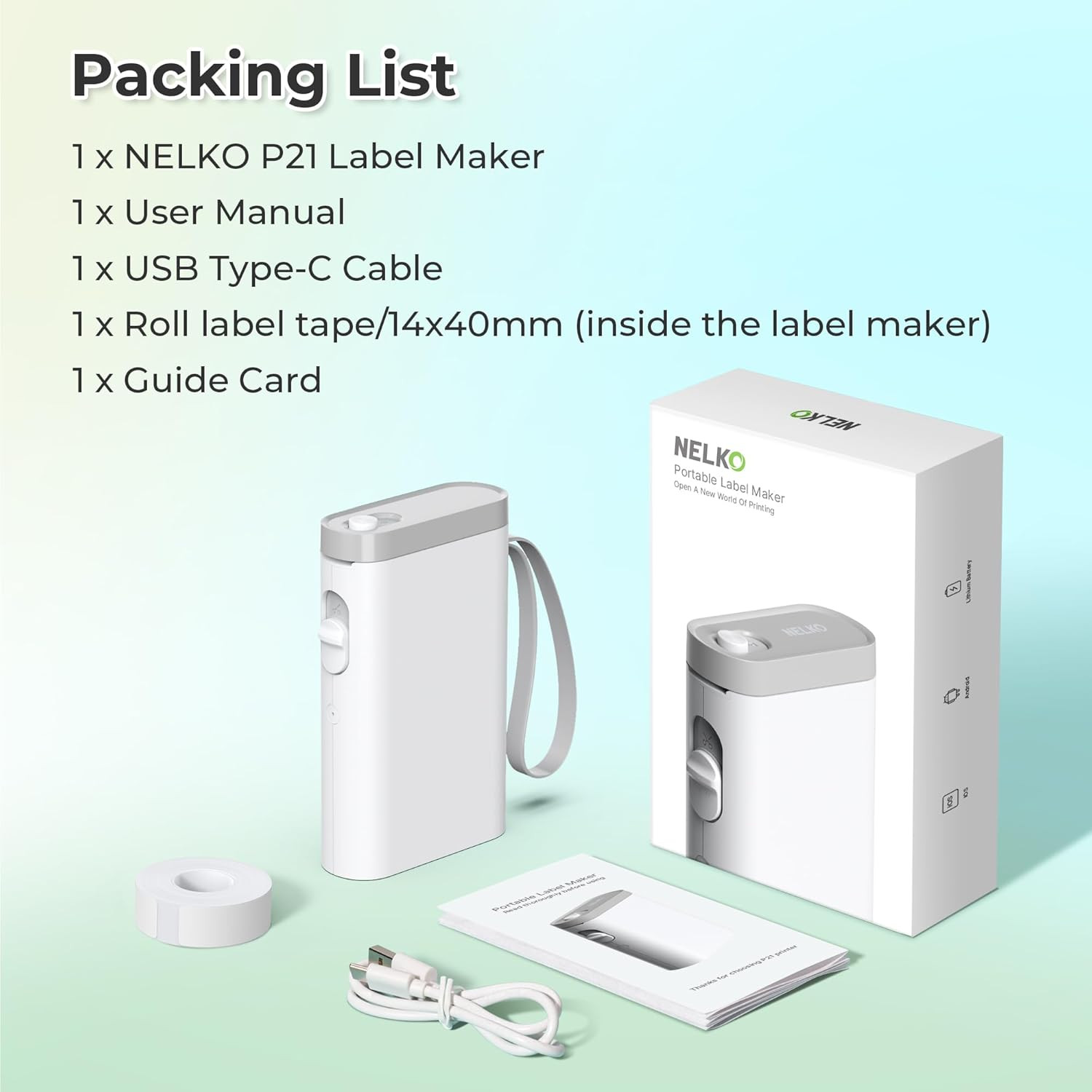 Bluetooth Label Maker P21 - Wireless Mini Printer for Home, Office, School