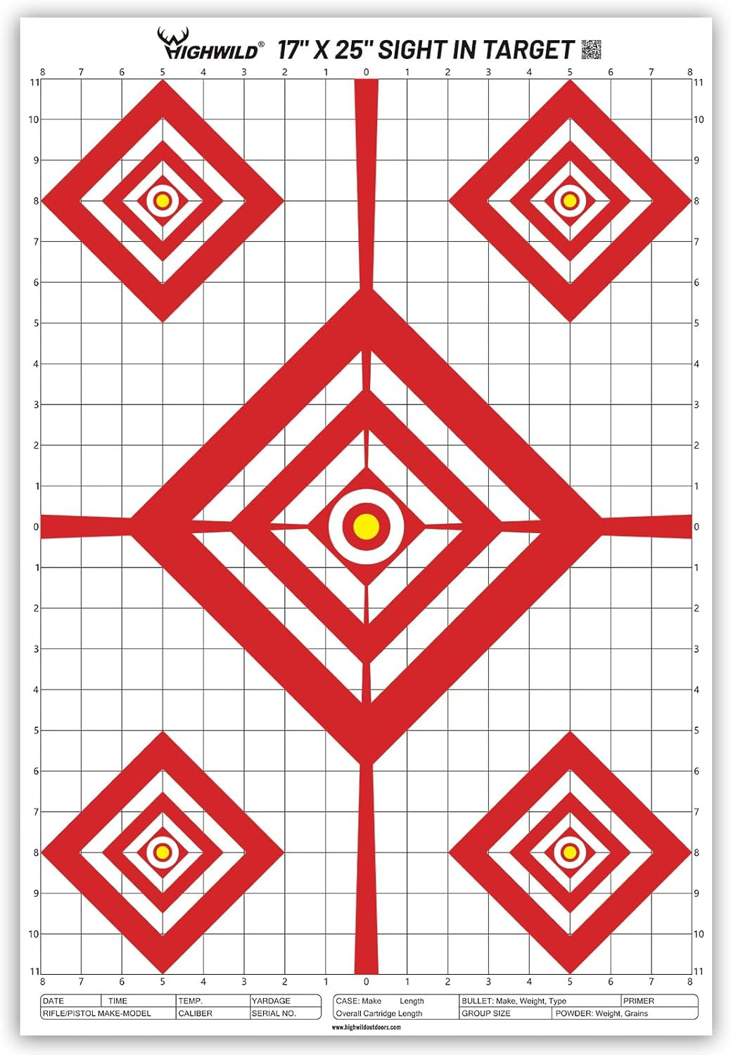 Sight in Shooting Range Paper Target - 17X25 Inches - Suitable for Handguns, ...
