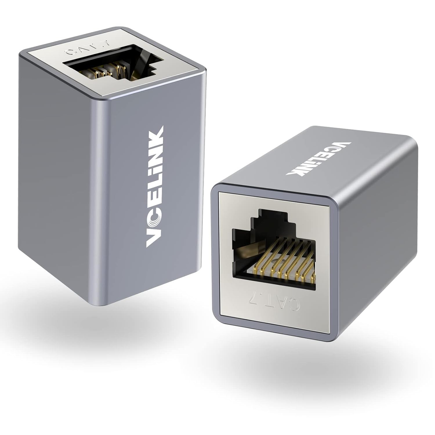 VCELINK Cat7 Ethernet Coupler Female to Female, Shielded RJ45 Silver