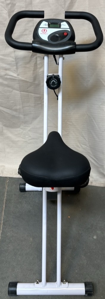 Marcy Foldable Upright Exercise Bike | NS-652 Stationary Compact White Bicycle