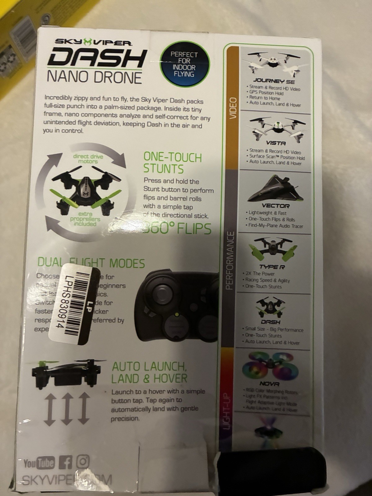 SKY VIPER DASH INDOOR FLYING NANO DRONE - NEW