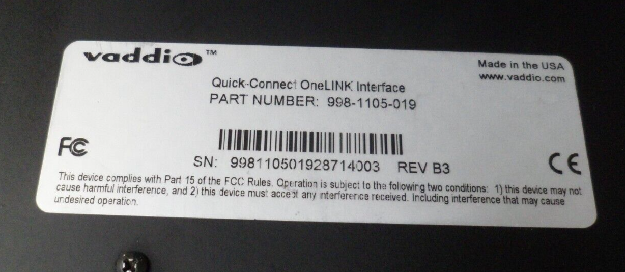 Vaddio 998-1105-019 Quick-Connect OneLINK Interface