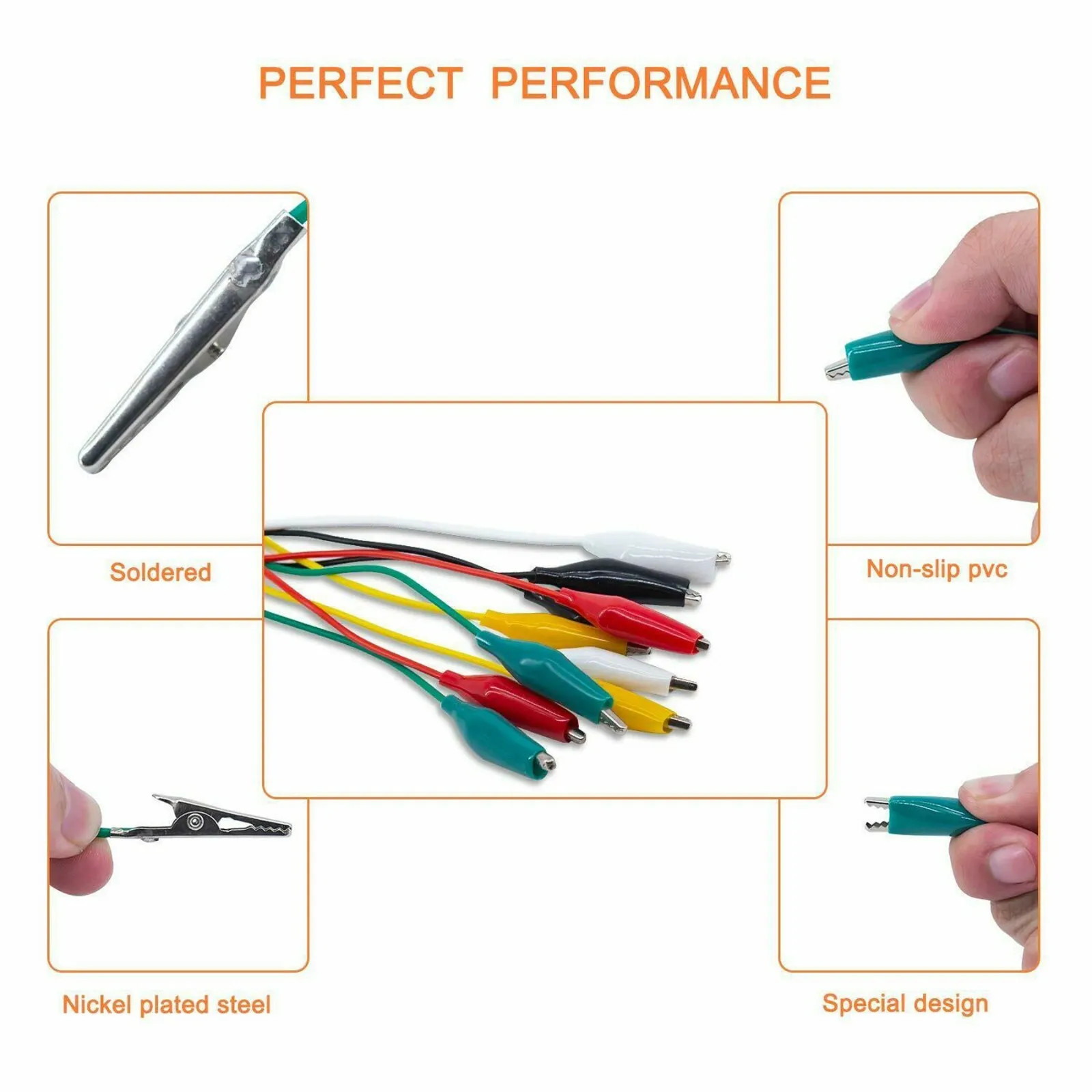 Test Leads Set Jumper Wire With Alligator Clips 10 Pack Multi Color Set