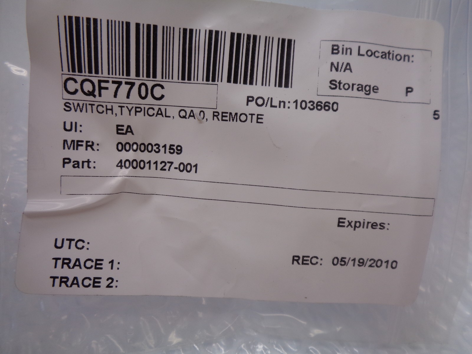 INDUSTRIAL SPARE 40001127-001 SWITCH NSNP