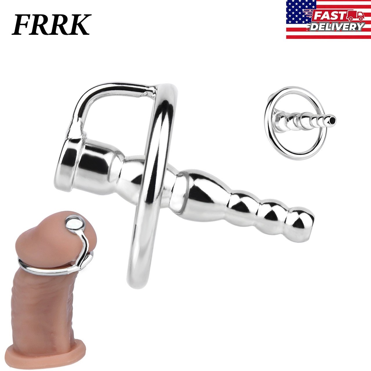 Male Chastity Devices with Stainless Steel Ring and Plug Men BDSM Restraints