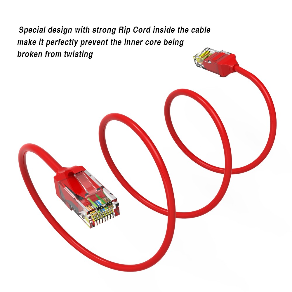 6Ft CAT6 28AWG Slim Ethernet Network Cable Red