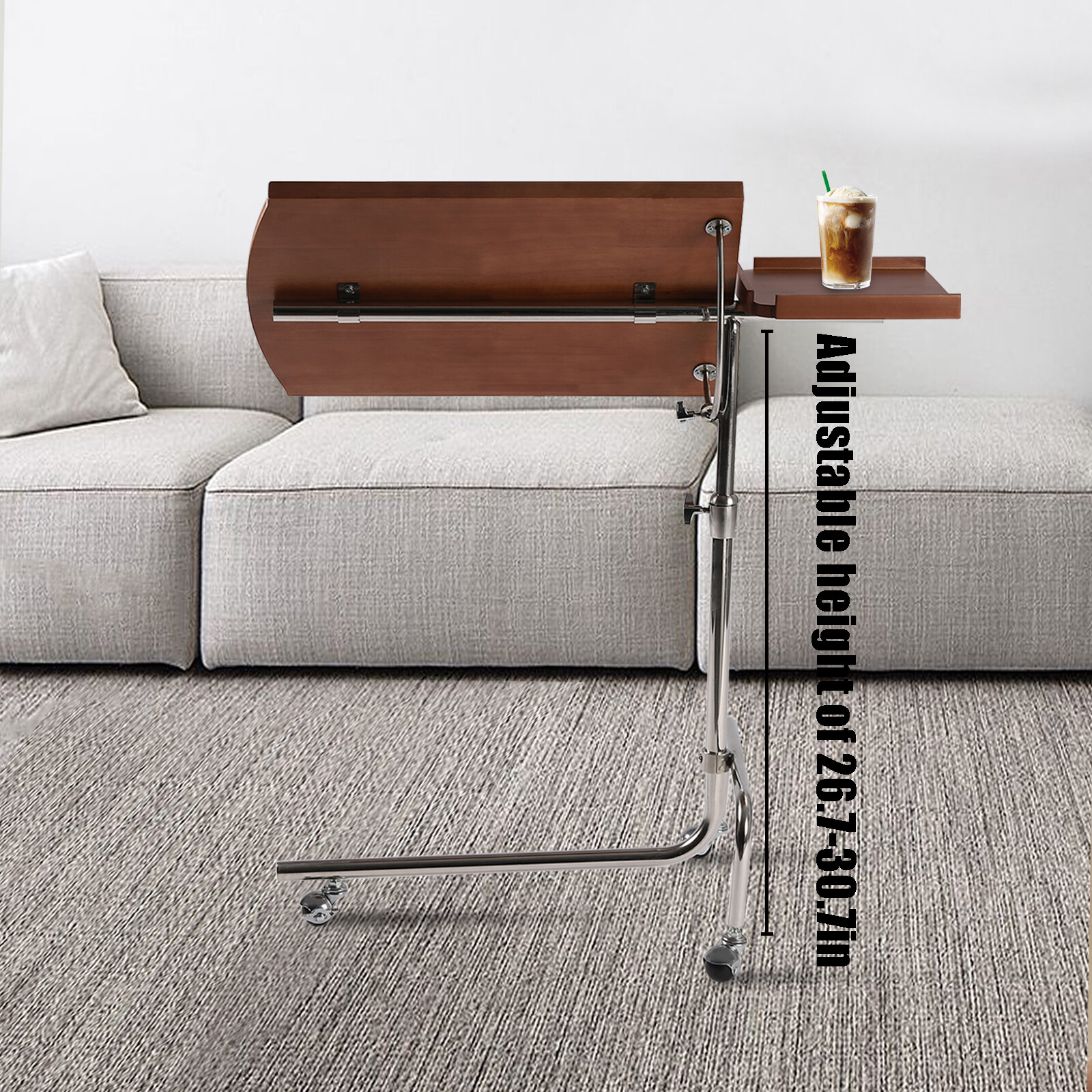 Angle Height Adjustable Rolling Laptop Desk Sofa Bed Tray Notebook Table Stand