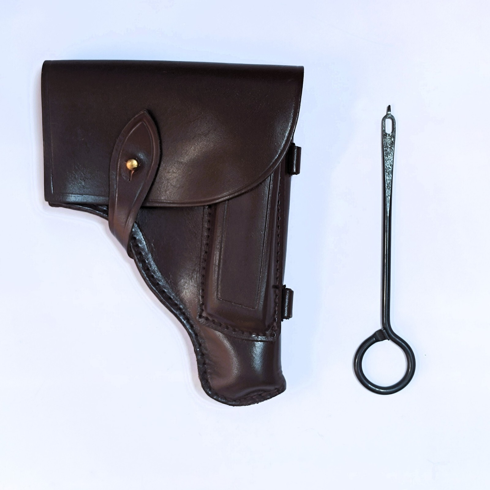 2in1 USSR Russian PM Makarov Pistol Holster Leather w/ Cleaning Rod Unissued NOS