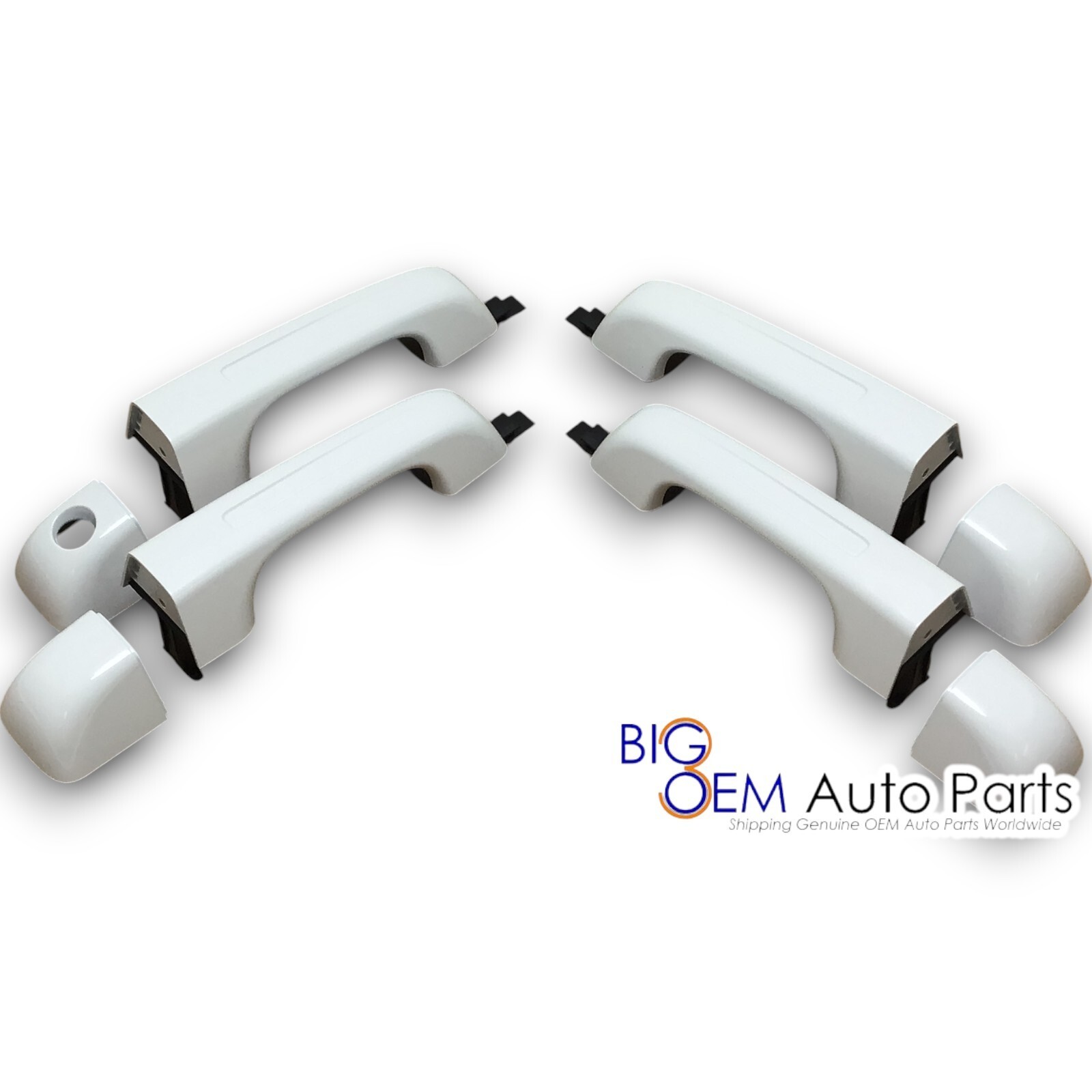 2020-2025 RAM 1500 Bright White PW7 front rear Door Handle and Cap 8pc Kit OEM