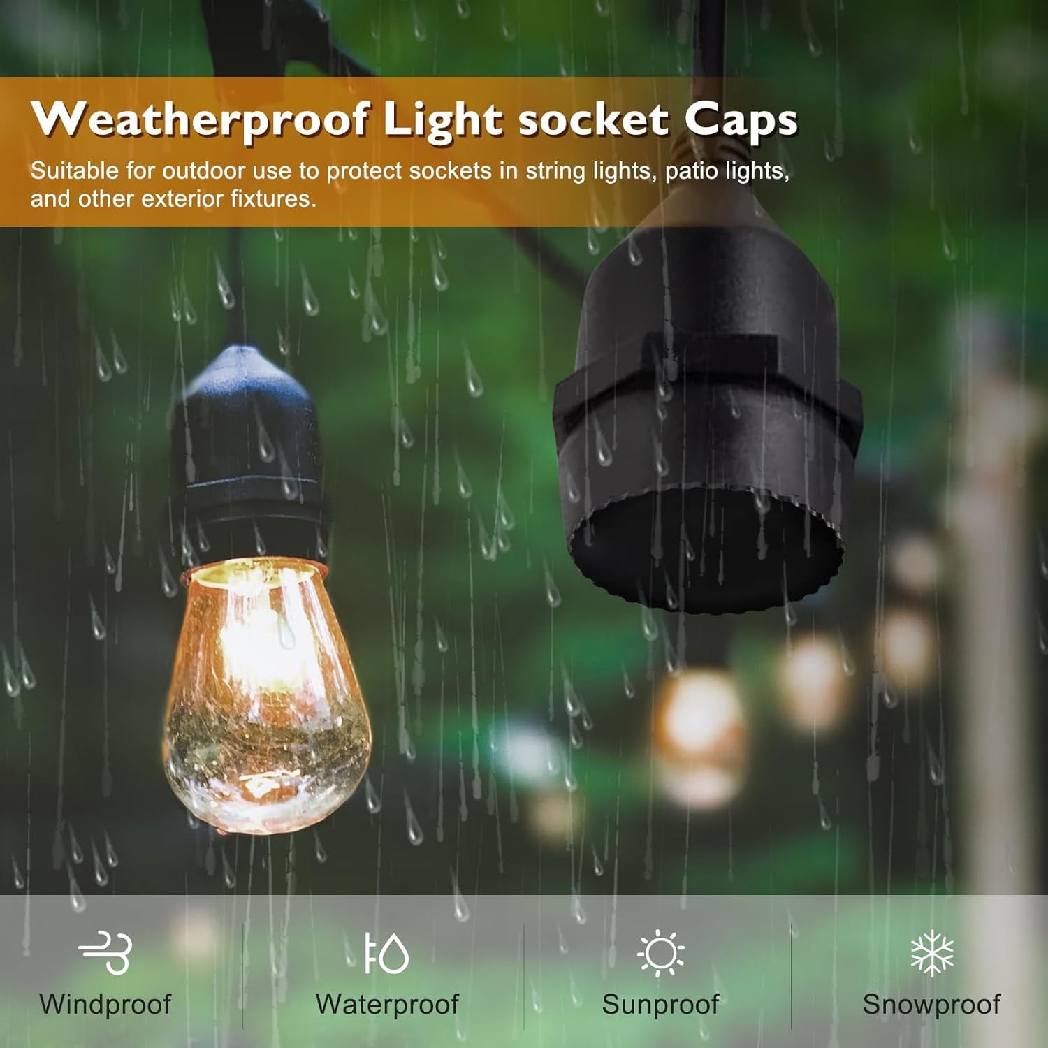 Light Socket Caps, Bulb Socket Safety Covers for String Lights, Fit Standard & R